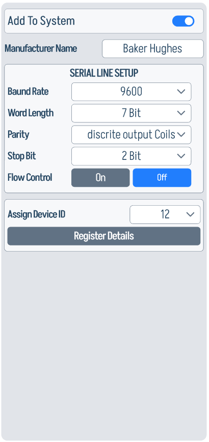 Flow Line Rate configuration panel