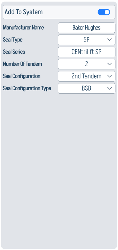 Seal configuration panel