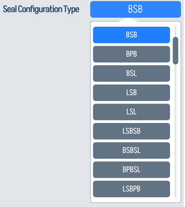 Seal configuration type selector