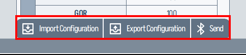 Bottom action bar - Import, Export, Send