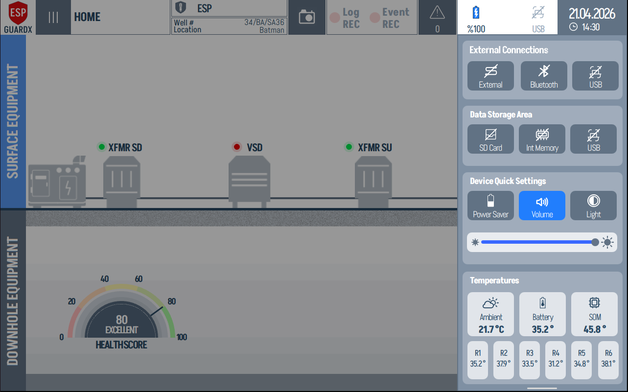 Dashboard Quick Settings panel
