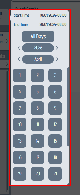 Date picker on Events Downhole