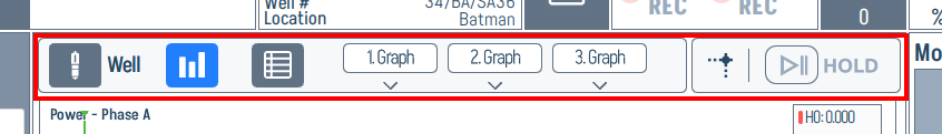 Top control bar — cycles, recording, hold