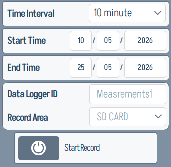 Time Interval / Start Time / End Time / Data Logger ID / Record Area