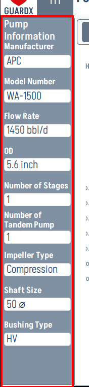 Pump Information sidebar